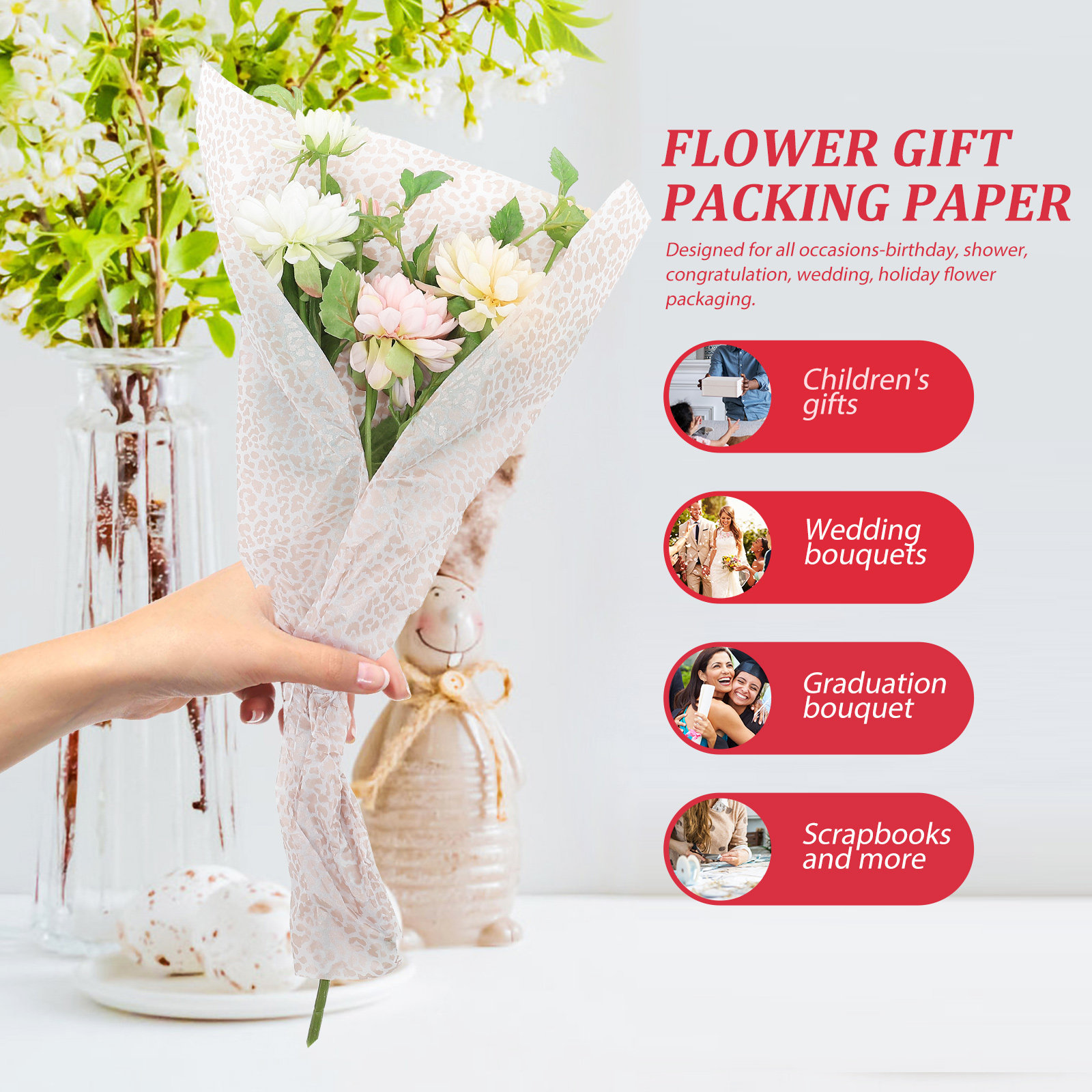 Flower Supplies - 20 Sheets Flower Wrapping Paper Premium