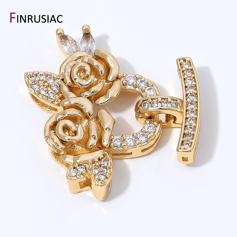 Flower Supplies - 14K Gold Plated Brass Zircon Flower